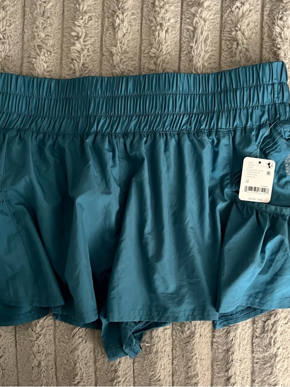 Free People Teal Athletic Shorts with Elastic Waistband